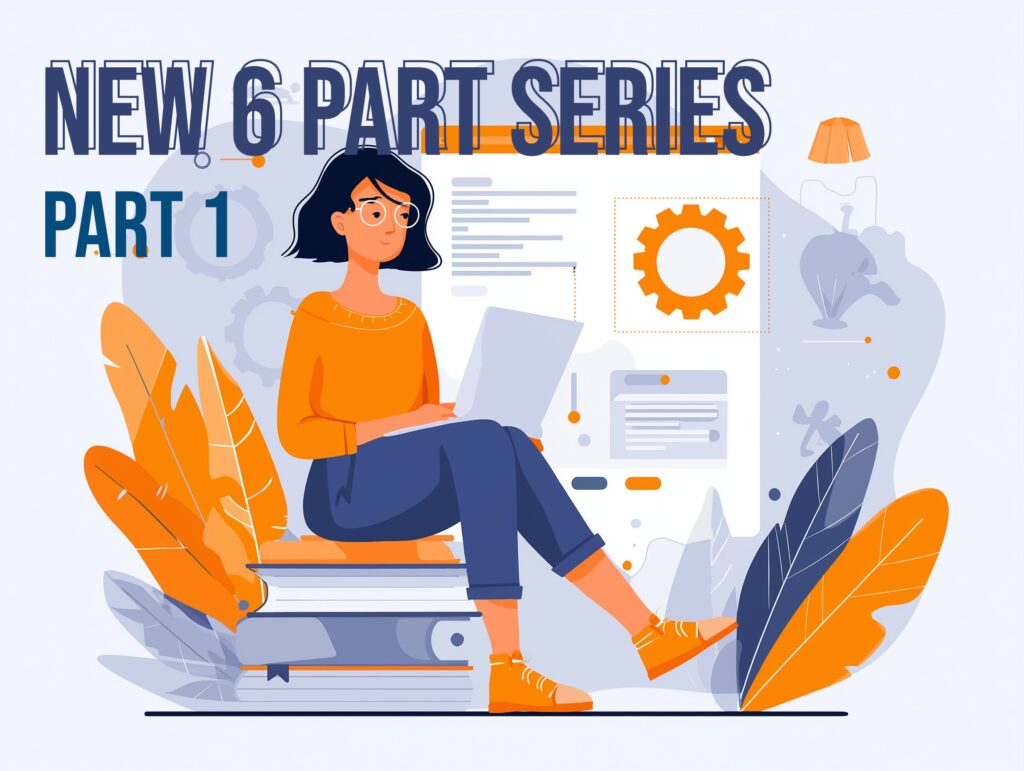 New 6 part series article image. picture of a girl on her laptop creating Ai SaaS tools with just prompting